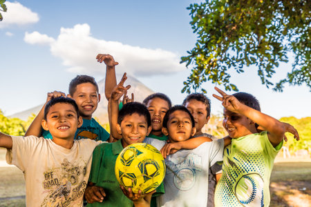 Ometepe Nicaragua. March 2018. A view of local children posing on ometepe island in Nicaragua.のeditorial素材