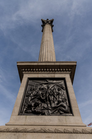London. September 2018. A view of Nelsons column in Trafalgar square in Londonのeditorial素材
