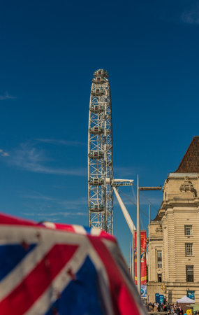 London. September 2018. A view of the London eye in Westminster in Londonのeditorial素材