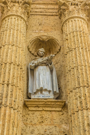 Cartagena Colombia. March 2018. A view of statues on the cathedral of cartagena in Cartagena in Colombiaのeditorial素材