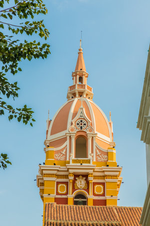 Cartagena Colombia. March 2018. A view of the pink domes cathedral of Cartagena in Cartagena in Colombiaのeditorial素材