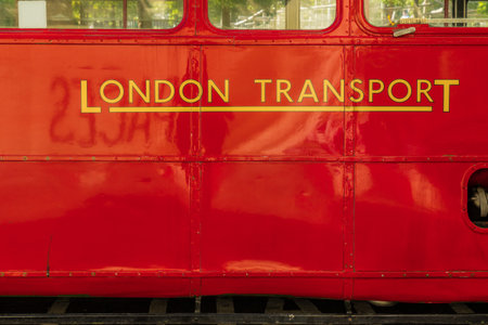 London. October 2018. A view of an old red traditional busin Londonのeditorial素材