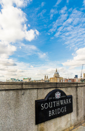 London October 2018. A view of St pauls cathedral from Southwark bridge in London.のeditorial素材