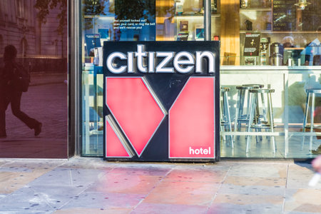 London October 2018. A view of the Citizen M hotel in Tower Hill in Londonのeditorial素材