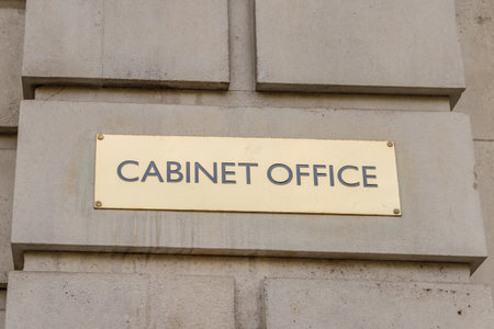London October 2018. A view of the cabinet Office sign in Londonのeditorial素材