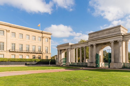 London October 2018. A view of the entrance to Hyde park in Londonのeditorial素材