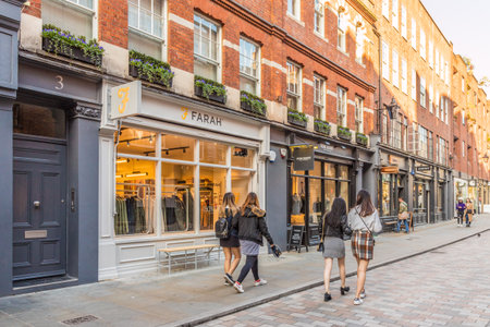 London. November 2018. A view of Earlham street including the farah store in Covent Garden in London