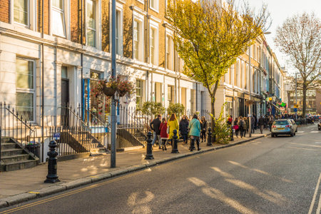 London. November 2018. A street scene at Portobello Market in Londonのeditorial素材