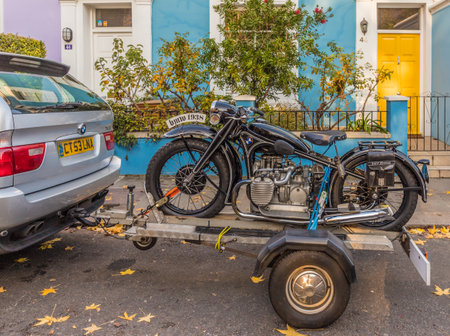 London. November 2018. A beautiful old BMW motorbike in Londonのeditorial素材