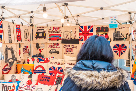 London. November 2018. A view of market stalls at Portobello Road Market in London