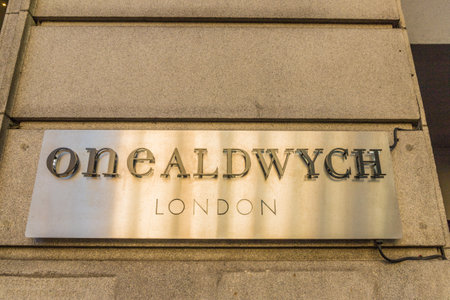 London November 2018. A view of a sign at the ONe Aldwych hotel in Londonのeditorial素材