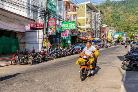 January 2019. Karon Phuket. A typical street scene in Karon Phuket Thailandのeditorial素材