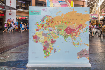 February 2019. Patong Thailand. A pinned map at Jungceylon shopping mall in Patong Thailand
