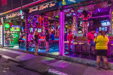 February 2019. Patong Thailand. A go go bar on Bangla road in Patong Thailandのeditorial素材