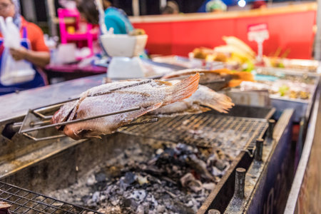 January 2019. Seafood for sale in Ao Nang in Thailandの写真素材