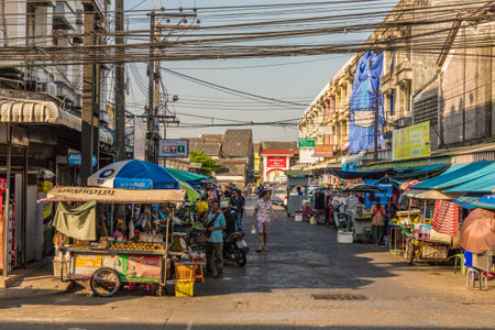 January 2019. Phuket Town Thailand. A street scene in Phuket Town Thailandのeditorial素材