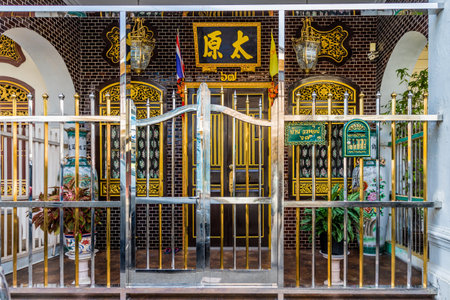 January 2019. Phuket Town Thailand. Colorful architecture in Phuket Town in Thailandのeditorial素材