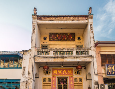 George Town Penang Malaysia. March 6 2019. Colourful local architecture in Little India in George Town Malaysiaのeditorial素材
