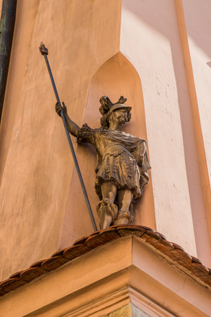 Krakow Poland. April 2019. A view of architectural detail in the medieval old town in Krakow Polandのeditorial素材