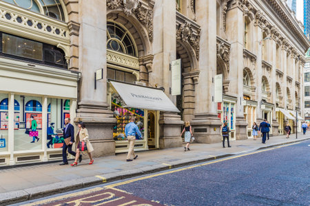 London. May 21 2019. A street scene on Cornhill in the City of London in London