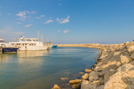 Larnaca Cyprus. 16 September 2019. A view of a boat in the marina in larnaca in Cyprusのeditorial素材