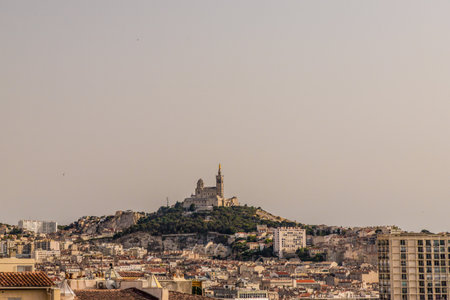 The hilltop view of Notre Dame de garde in Marseille France