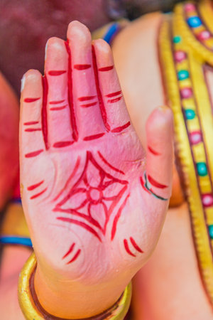 Batu Caves Kuala Lumpur Selangor, Malaysia. March 18 2019. A view of colourful detail at the the Batu caves in Malaysiaの写真素材