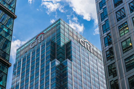 Canary Wharf London. 23 May 2019. A view of the CITI offices in canary wharf in London