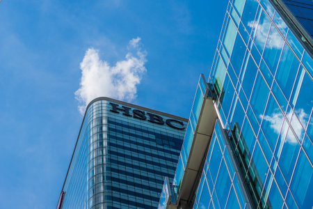 Canary Wharf London. 23 May 2019. A view the HSBC head office in canary wharf in London