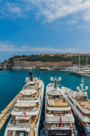 Monte carlo Monaco. June 16 2019. A view of the harbour in Monte carlo in Monacoのeditorial素材