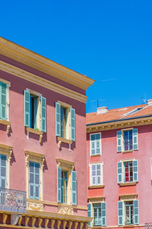 Nice france. June 12 2019. A view of colourful architecture in Nice Franceのeditorial素材