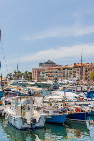 Cannes France. June 15 2019. A view of the harbour in Cannes in Franceのeditorial素材