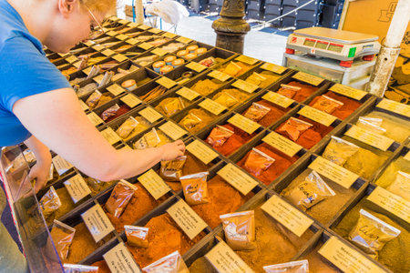 Nice France. June 12 2019. Cours Saleya market in Nice Franceのeditorial素材