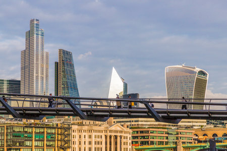 London January 2020.City of London skyline in Londonの写真素材