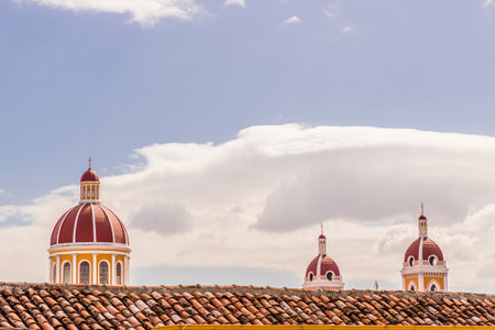Granada Cathedral in Granada Nicaragua central Americaの写真素材