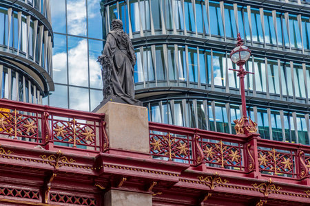 The ornate Holborn Viaduct bridge in Holborn Londonの写真素材