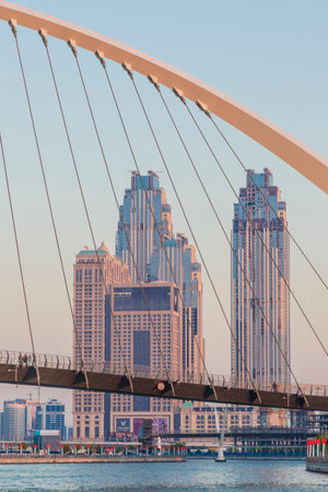 December 2019 Dubai Canal Dubai. Tolerance Bridge at Dubai Canal Dubai UAEの写真素材