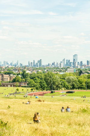 June 2020. London. The view from Primrose Hill and cityscape London, England, Uk, Europeの写真素材