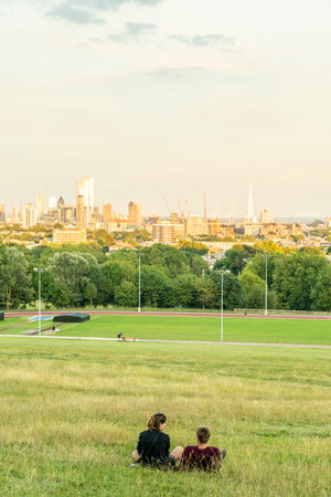 June 2020. London. The view from Primrose Hill and cityscape London, England, Uk, Europeの写真素材
