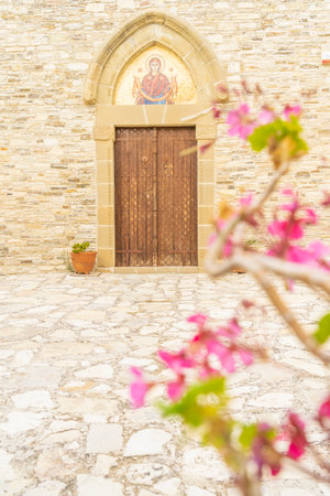 November 2020. Kato Drys in Larnaca District, Cyprus. Small chapel in The traditional village of...