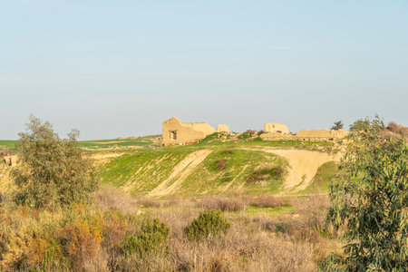 January 2021 Nicosia District, Cyprus. Agios Sozomenos an abandoned village in Cyprusのeditorial素材
