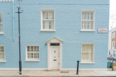 July 2020. London. Colourful buildings in Notting Hill, London, England UKのeditorial素材