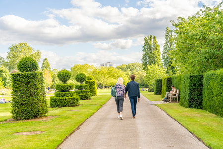 July 2020. London. People relaxing in Regents park in London, England, UKのeditorial素材