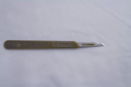 Scalpel blade on handleの写真素材
