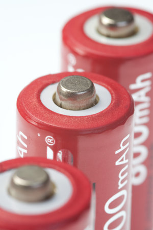 Top view of three rechargeable batteries