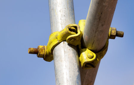 Detail of a scafolding jointの写真素材