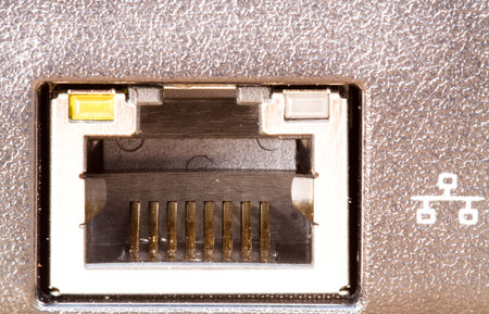Stacked macro of a network connectorの写真素材