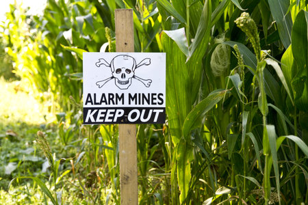 Land mine keep out warning signのeditorial素材