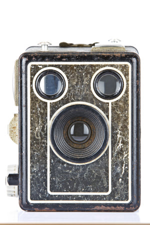 Vintage Box Brownie Camera with some corrosion and signs of wearの写真素材