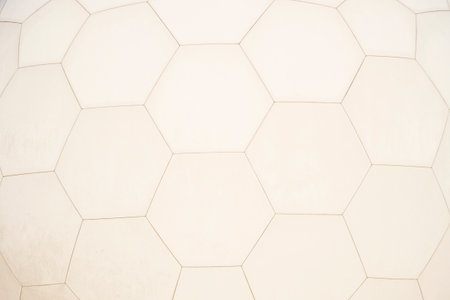 Close up of hexagonal geodesic dome housing air traffic control radarの写真素材